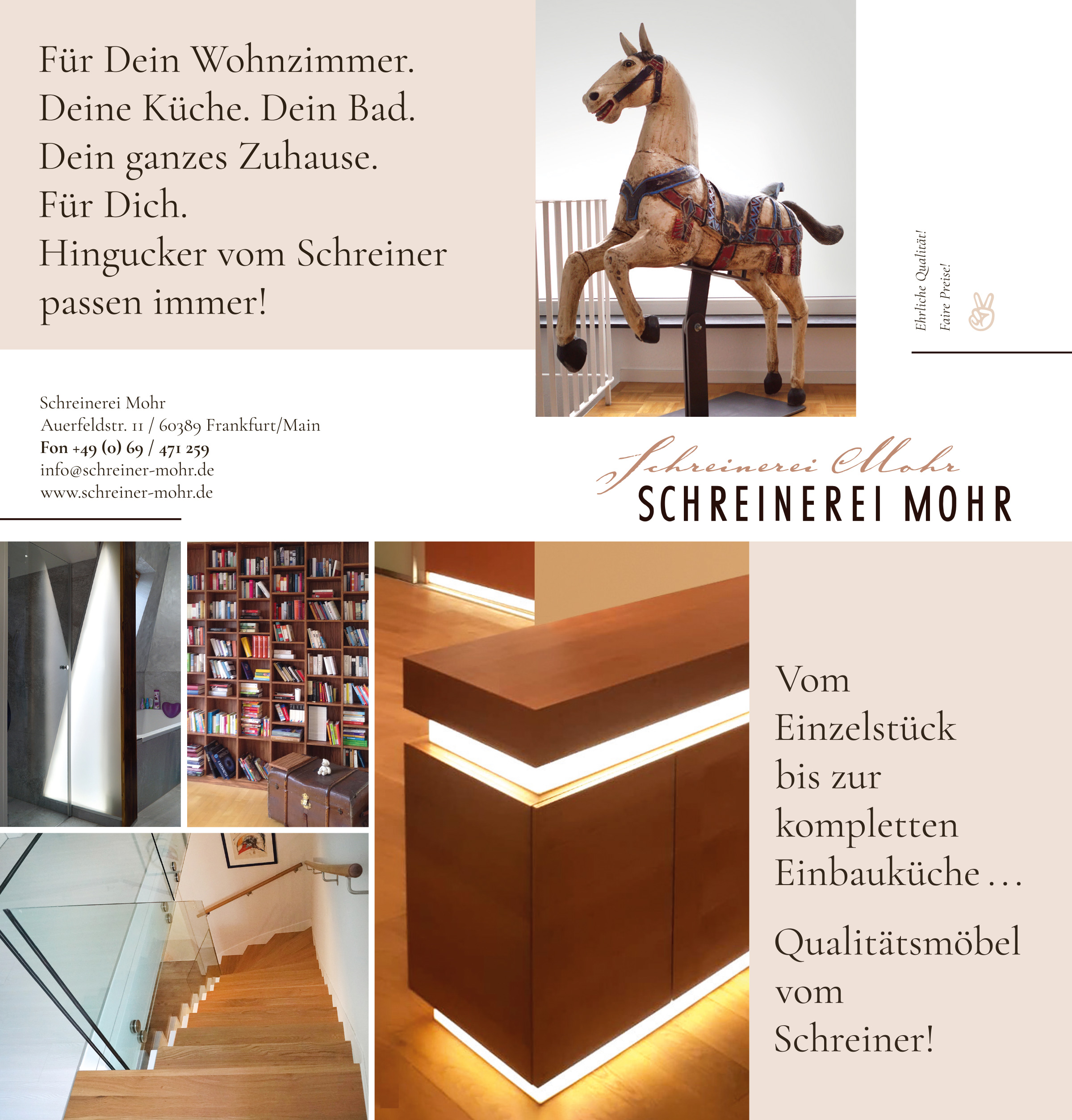 Faltblatt für Schreinerei Mohr, Frankfurt a. Main / Gestaltung, Satz & Druck