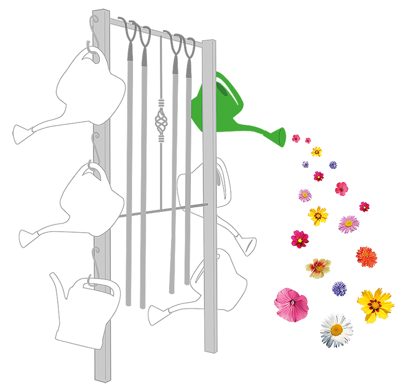 Illustration für Bewässerungssystem, Gießkanne aus der Blüten fallen